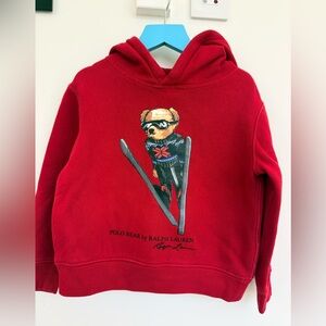 Ralph Lauren Red Polo Bear Ski Hooded Sweatshirt